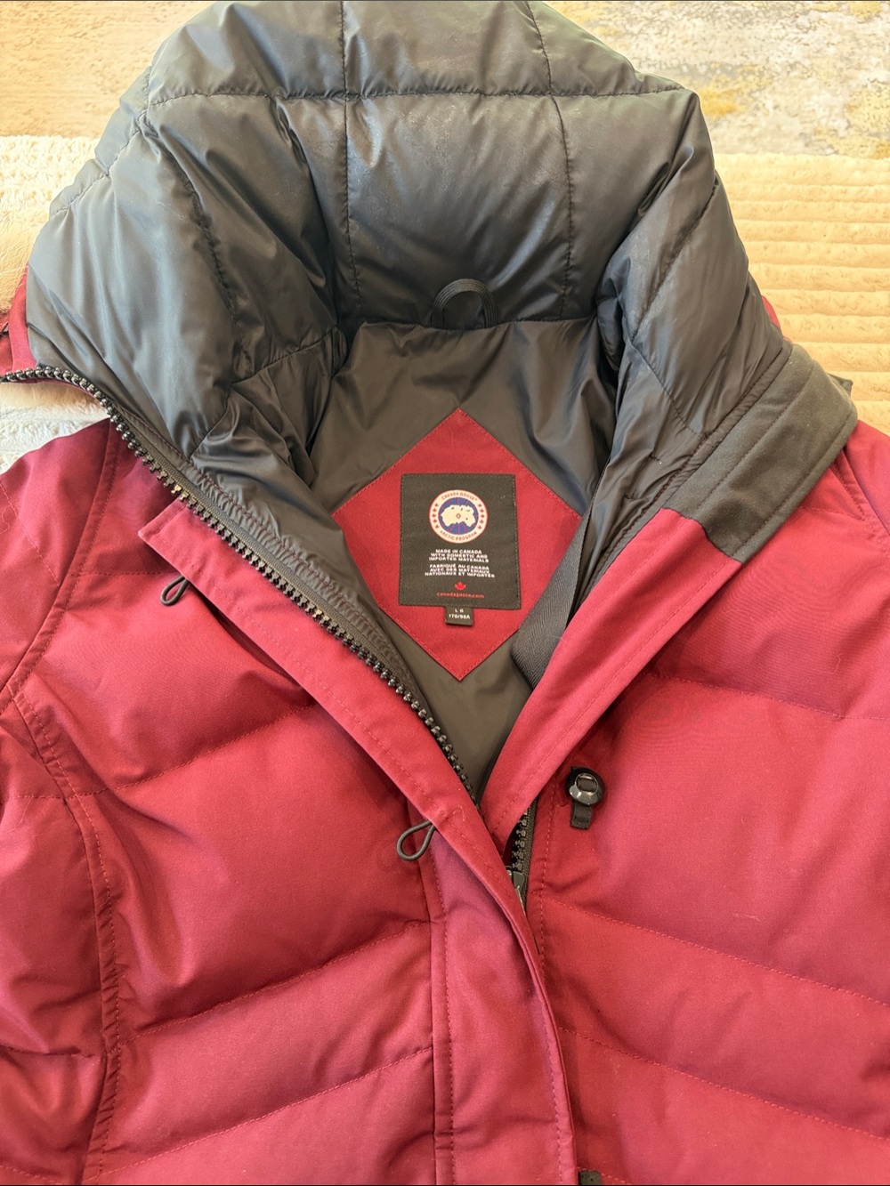 Canada Goose Burgundy Down Jacket with Black Interior